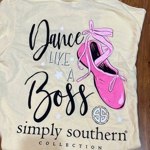 NWT Simply Southern Dance Like a Boss yellow tee size small